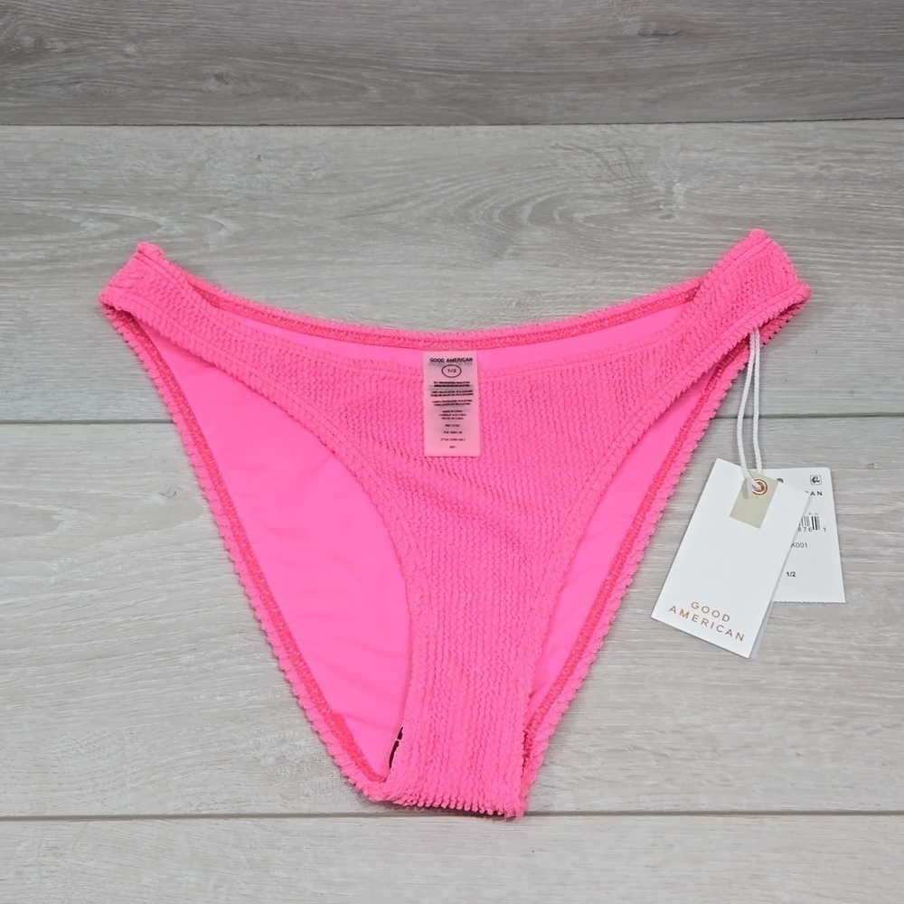 NWT Good American Women Bright Pink Swim bottom bikini sz 1/2 S/M